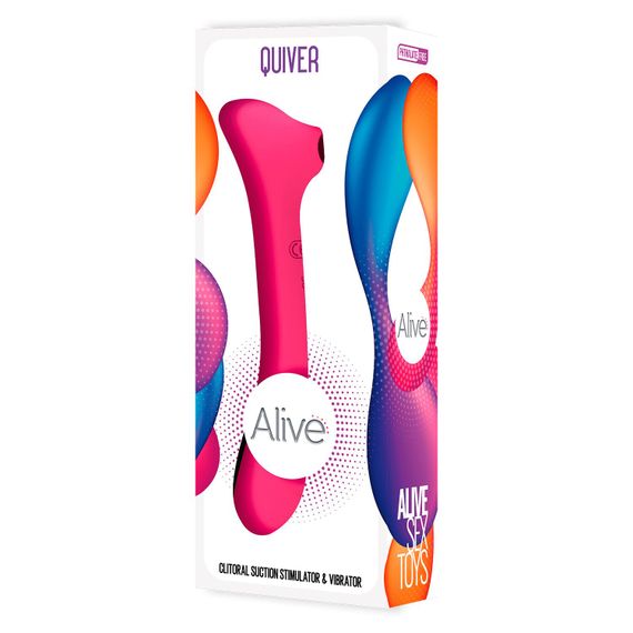 Вібратор та вакуумний кліторальний стимулятор 2-в-1 Alive Quiver Magenta Pink оновлена ​​модель | Зображення 4