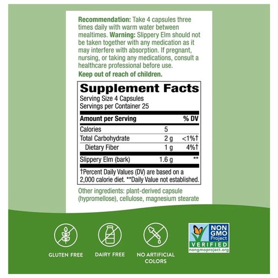 Slippery Elm Bark - 100 vcaps | Зображення 1