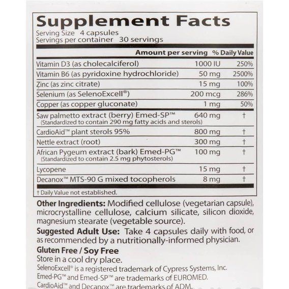 Комплекс для здоровья предстательной железы Doctor's Best Comprehensive Prostate Formula 120 Veg Caps | Зображення 1