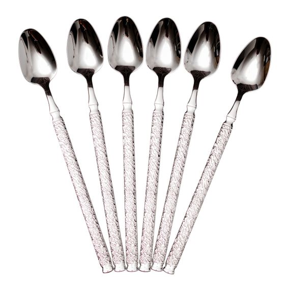Набір десертних ложок 6 штук з нержавіючої сталі 20 (см) Срібло HP-8-38