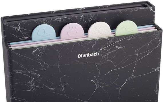 Набір 4 обробні дошки Ofenbach Black Marble 28х18х0.5см на горизонтальній підставці для ножів | Зображення 2