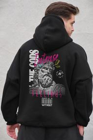 Оверсай худі толстовка на флісі з капюшоном та принтом Without Feelings black