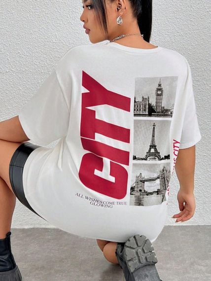 Футболка женская с принтом повседневная S Белая