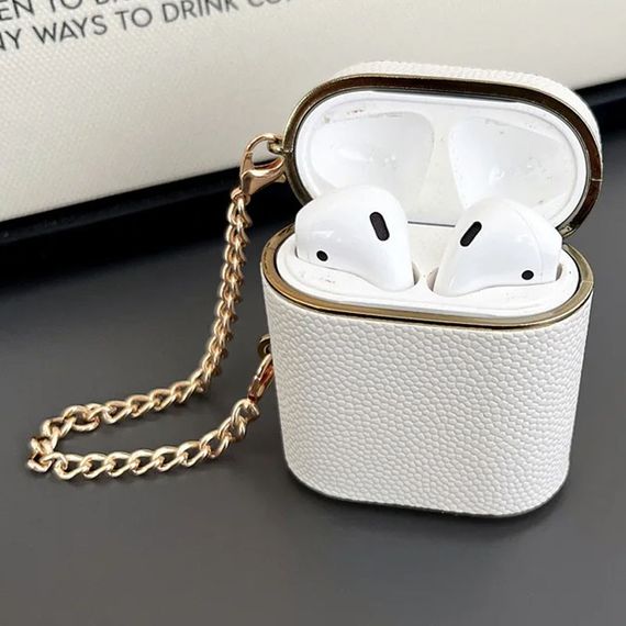 Кожаный футляр Suitcase для наушников AirPods 1/2 White | Зображення 2