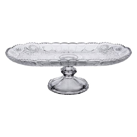 Фруктовница стеклянная на ножке 33.5х15х10 см овальная ваза для фруктов HP-YH-82 | Зображення 1