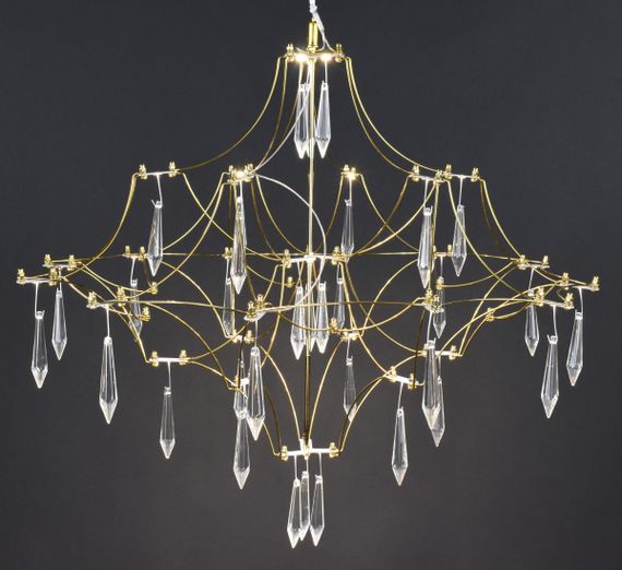 Люстра світлодіодна підвісна LED світильник для квартири на стелю лед 27872 Золото 65-180х60х60 см. | Зображення 3