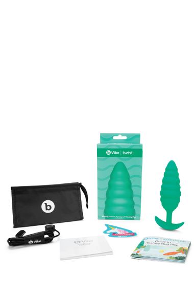 Анальная пробка с вибрацией, рельефная B-VIBE-TEXTURE PLUG TWIST, зеленая Sex Aura | Зображення 1