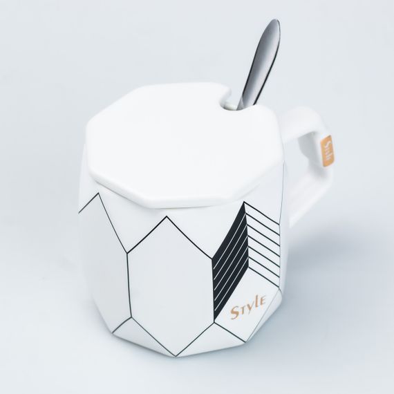 Чашка керамическая с крышкой 350 мл Белая | Зображення 2