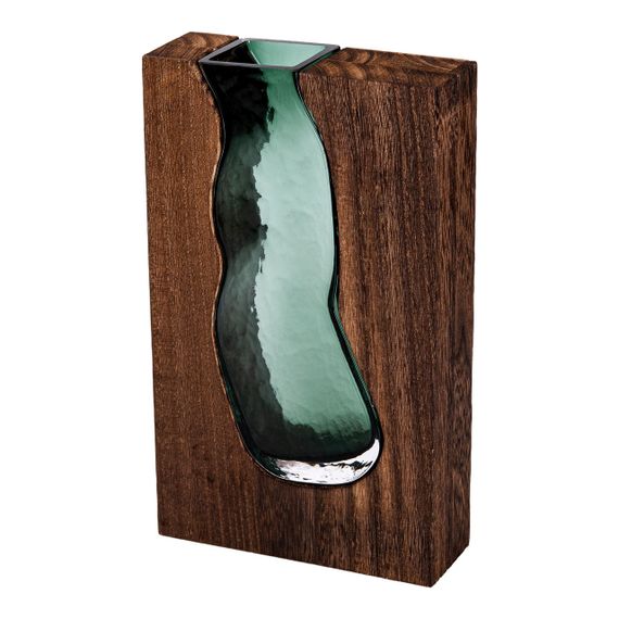 Скляна ваза з дерев'яною рамою, прямокутна 23,5 см | Зображення 1