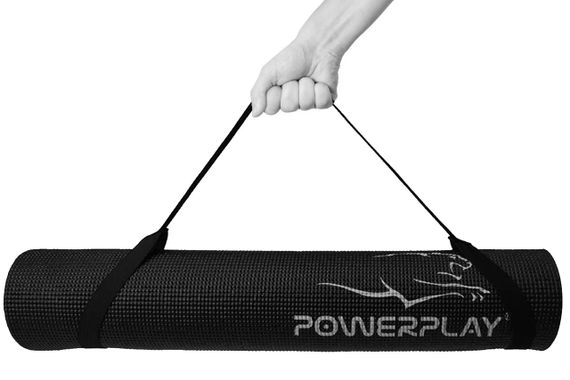 Килимок для йоги та фітнесу PowerPlay 4010 PVC Yoga Mat Чорний (173x61x0.6) | Зображення 6