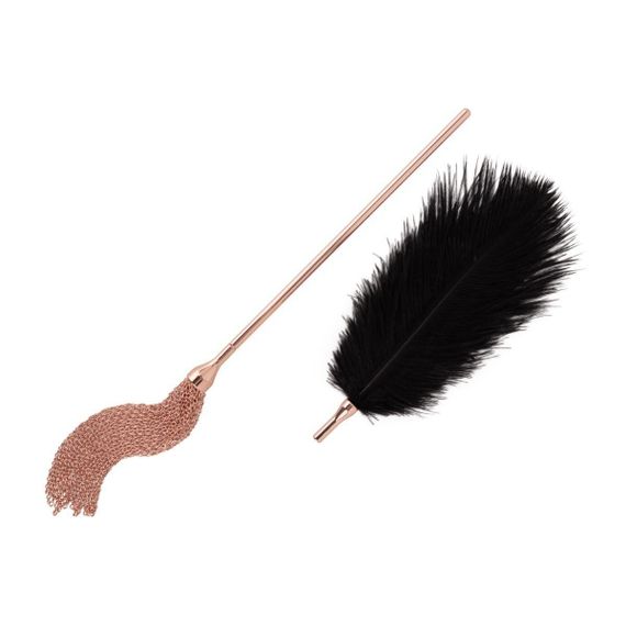 Лоскітка з металевим флогером Rosy Gold - Feather Tickler & Whip Sex Aura