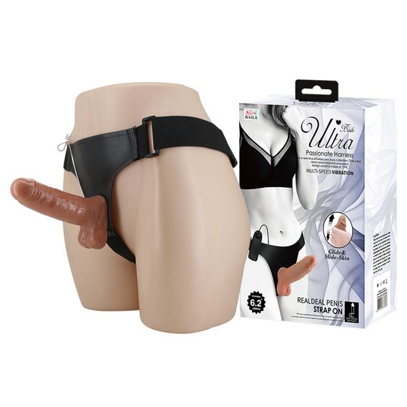 Страпон - Ultra Vibrating Realdeal Penis Strap On 6.2"