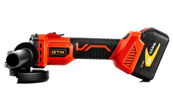 Кутова шліфувальна машина GTM AGC18/125BL 18В + 2 акумулятори та ЗУ | Зображення 1