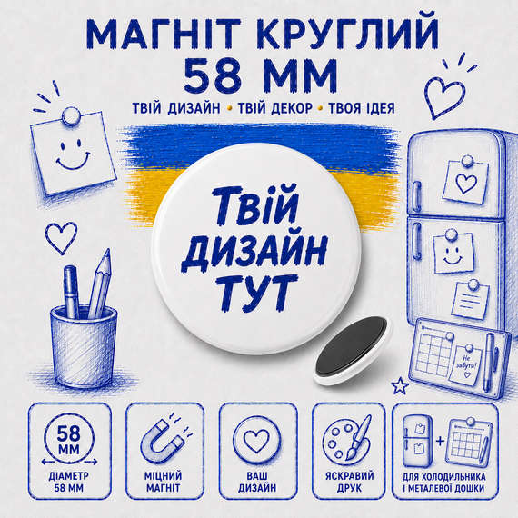Магніт на холодильник з вашим дизайном - оригінальний подарунок | Зображення 1