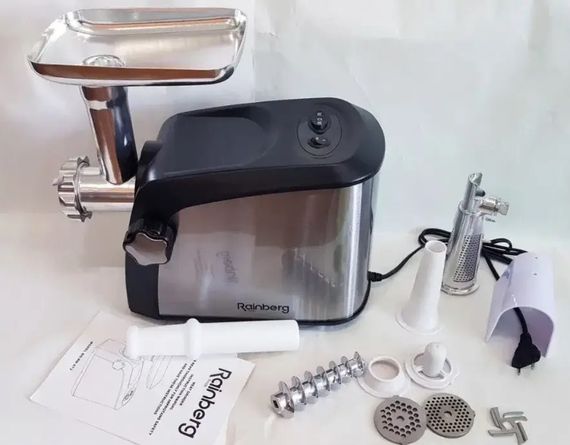 Електром'ясорубка із соковичавницею Rainberg RB 672 3000 Вт Електрична м'ясорубка з насадками для ковбаси | Зображення 4
