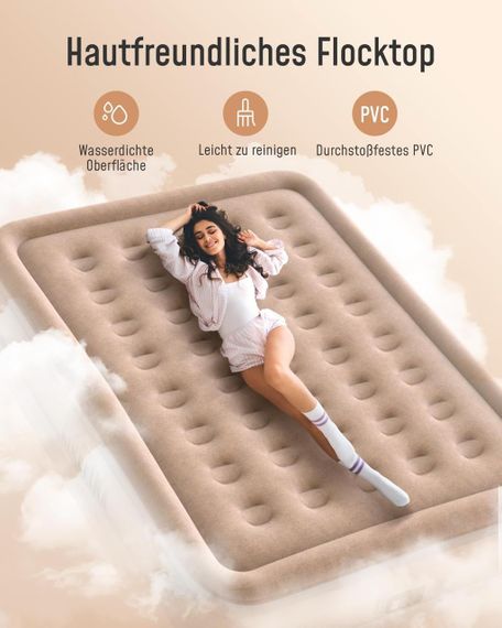 Самонадувне ліжко з вбудованим насосом, надувний матрац для дому для двох, кемпінгу 203×152×40 см до 295 кг двуспальний | Зображення 4