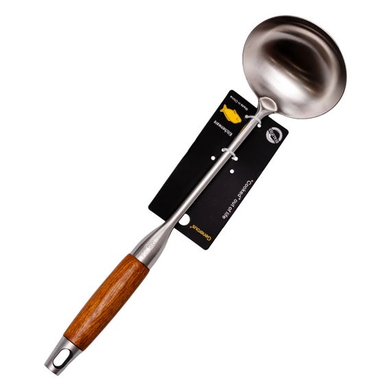 Ополоник металевий кухонний 27 (см) з нержавіючої сталі з дерев'яною ручкою HP-8-45 | Зображення 4