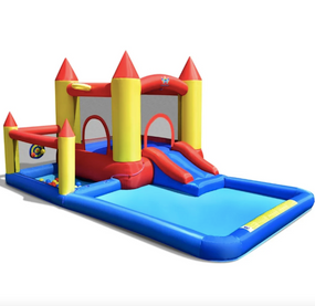 Надувной водный центр Costway Happyland с горкой 400см с вентилятором