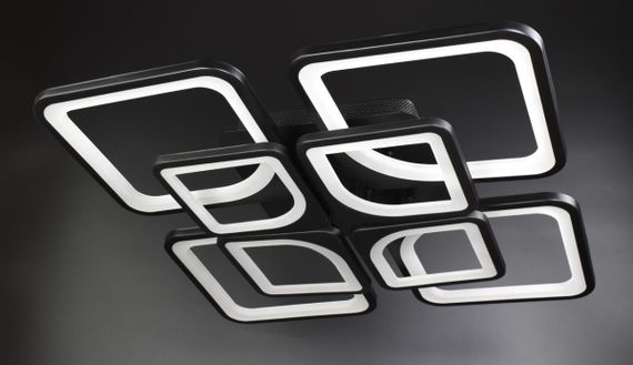 Люстра світлодіодна стельова LED світильник для квартири на стелю лед з пультом 25918 Чорний 10х56х56 см.