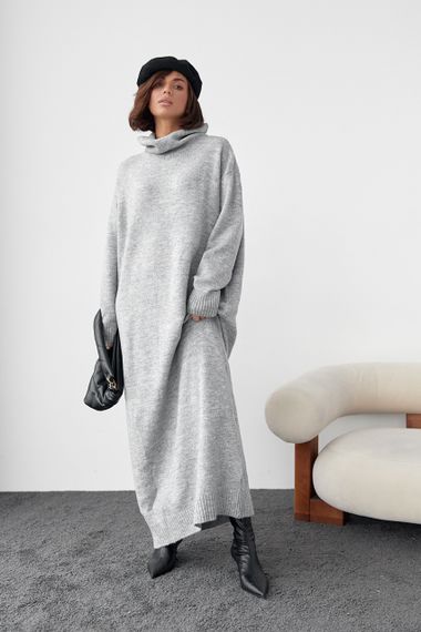 В'язана сукня oversize з високою горловиною - сірий цвет, ONE SIZE (є розміри) | Зображення 6