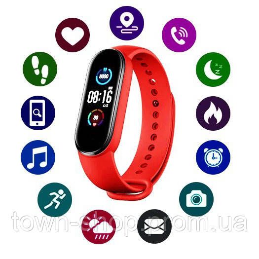 Фитнес браслет Smart Watch M5 Band Classic Black смарт часы-трекер. Цвет: красный | Зображення 7