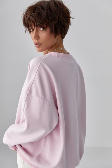 Однотонний світшот з плюшевим начісом - рожевий цвет, ONE SIZE (є розміри) | Зображення 1