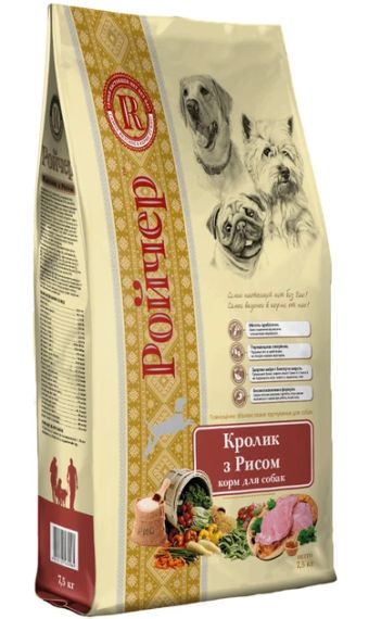 Корм для собак Ройчер  кролик с рисом 7,5 кг