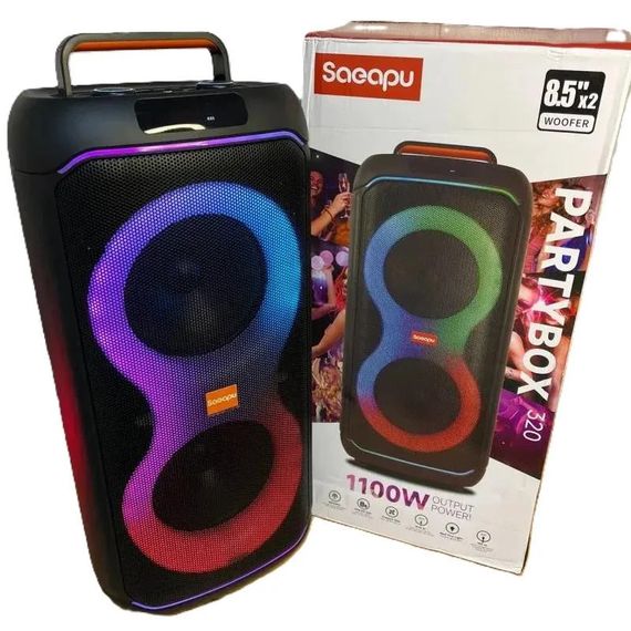 Портативна Bluetooth колонка PartyBox 320 240W RGB чорна • Акустична система PartyBox 320 з колесами, підсвіткою, караоке та акумулятором чорна