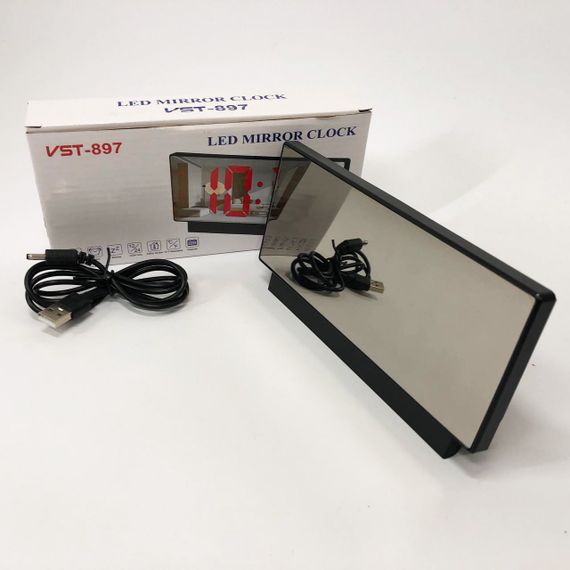 Часы сетевые настольные VST-897-5 (синяя подсветка, температура, от USB кабеля), Настольные LED часы | Зображення 9