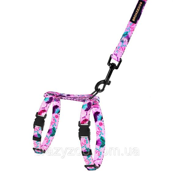 Комплект для собак і котів BronzeDog Urban 2XS рожевий квіти А: 15-23 см В: 15-25 см 57/1407Б/T