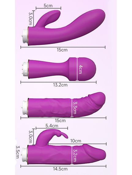 Набор силиконовых вибраторов WeLove 4 в 1 (USB) | Зображення 3