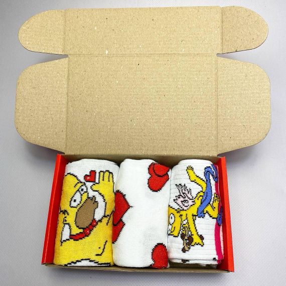 Подарочный набор мужских носков в коробке размер 40-45 3 пары цвет белый ч3бокс025 | Зображення 4