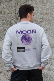 Утеплений оверсайз світшот на флісі з принтом Without Moon Gray