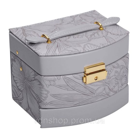 Шкатулка для украшений из эко кожи 3 яруса с замком органайзер для ювелирных изделий HP-5-23G | Зображення 4