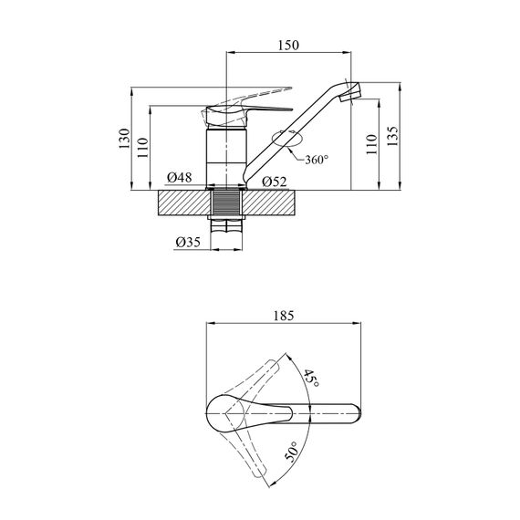 Змішувач для раковини Agua Sevilla-C010 (CV017364) | Зображення 1