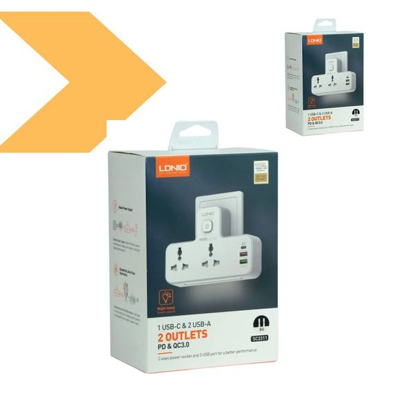 Переходник з нічником LDNIO SC2311 2 port/1PD/1 QC 3.0/1 USB/ 2 PSocket/ Led lamp (34394-01_336) | Зображення 1