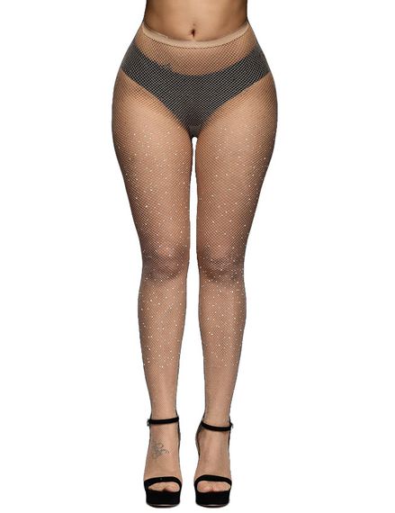 Колготки в сеточку со стразами Star Night телесного цвета XS-L sexstyle | Зображення 2