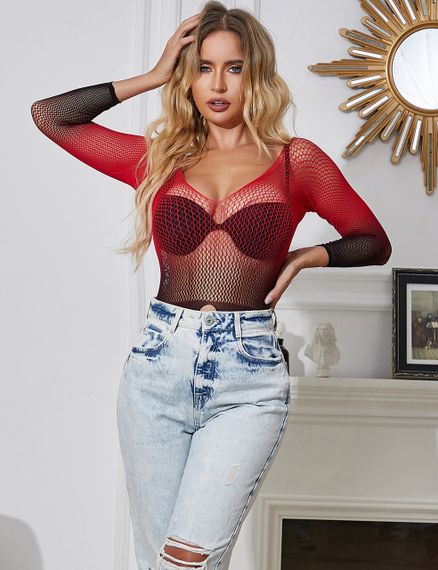 Боді в сіточку Star Night червоно-чорне, XS-M sexstyle | Зображення 3