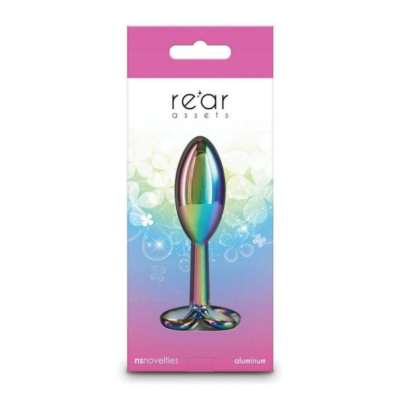 Анальная пробка металлическая NS Novelties Rear Assets Clover радужная Sex Aura | Зображення 4