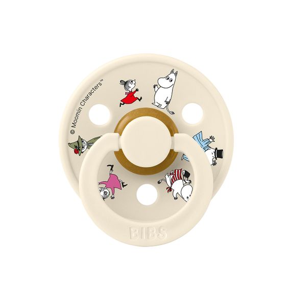 Соска пустушка BIBS x Moomins Colour Latex Round (кругла) Friends – Ivory 6-18 міс