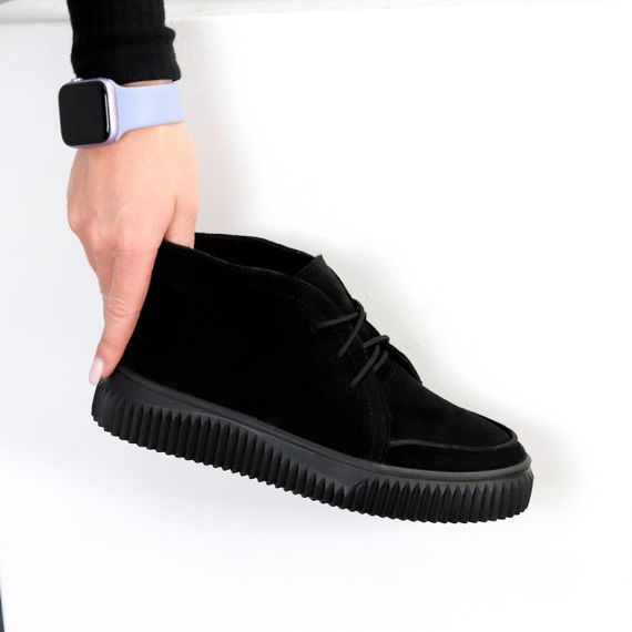 Замшевые черные ботинки дезерты в стиле casual на утолщенной подошве | Зображення 1