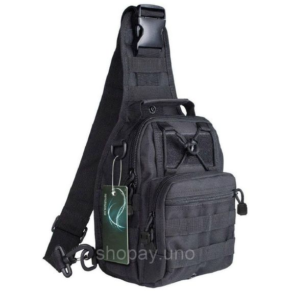 Тактическая сумка-слинг Cordura 1000D, черная, 8 л, MOLLE, нагрудная сумка через плечо, укрепленная | Зображення 3
