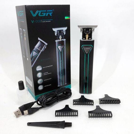 Професійна акумуляторна машинка для стрижки VGR V-009 тример для бороди та вусів. Колір: зелений | Зображення 6