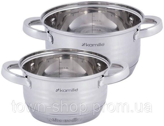 Набор 2 кастрюли Kamille Desiree 1.5л, 2л из нержавеющей стали с мерной шкалой KM-4914 | Зображення 1