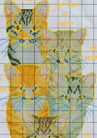 Набор для вышивания по нанесённой на канву схеме "Five little kittens". AIDA 14CT printed 23*33 см | Зображення 2
