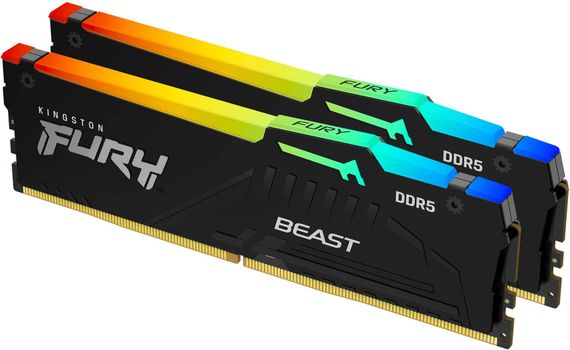 Память ПК Kingston DDR5 64GB KIT (32GBx2) 6400 FURY Beast RGB XMP KF564C32BBAK2-64 | Зображення 3