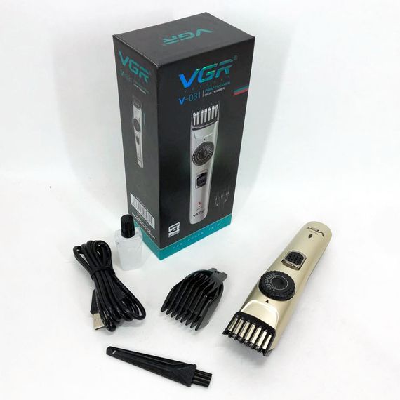 Машинка для стрижки волосся бездротова VGR V-031, тример для бороди вусів 2 насадки, окантувальна машинка | Зображення 9