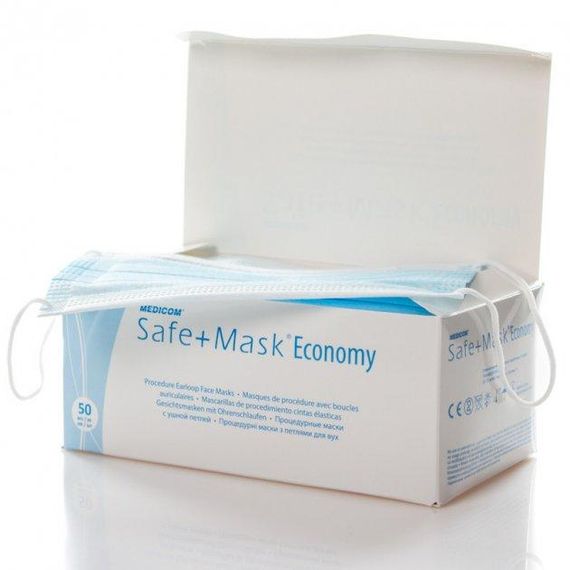 Процедурные маски с петлями для ушей SAFE+MASK Economy (розовый, зеленый, голубой, лавандовый, желтый)