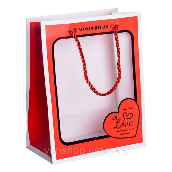 Набір подарункових пакетів з паперу Love з віконцем 12 шт 18×10×23 см HP-10359-17 | Зображення 3