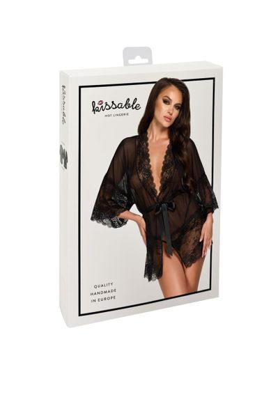 Пеньюар Kissable Midnight Kiss Negligee Чорний L/XL | Зображення 8